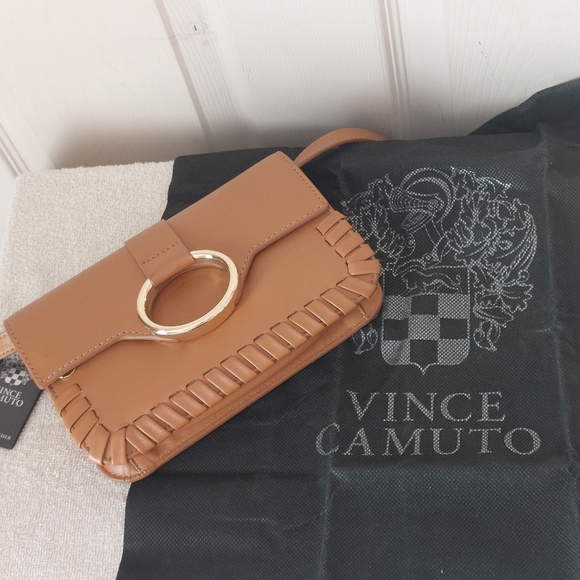 Vince Camuto Handbags - Vince Camuto Menio Aged Rum Genuine Leather Small Crossbody Bag